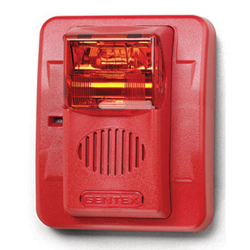 Gentex GECA24PWR GEC3 24VDC Selectable Candela, Low Profile Evacuation Horn/Strobe, Plain (No Lettering), Amber Lens,  Red