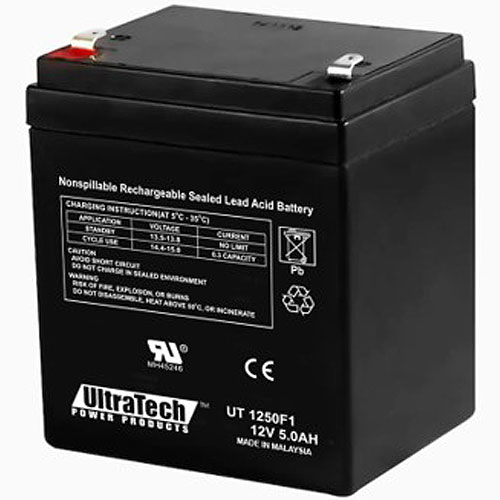 UltraTech IM-1250F1 12 Volt 5.0 Ah Sealed Lead Acid Battery - F1 Terminal (Replaces IM-1240)