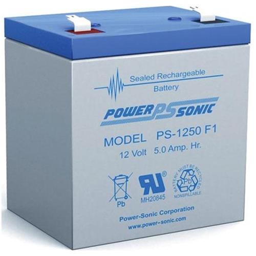 Power Sonic PS-1250F1 12V 5 Ah Rechargeable Sealed Lead Acid Battery with F1 Terminal