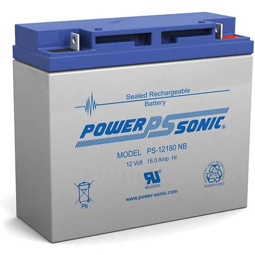 Power Sonic PS-12180NB 12V 18Ah Rechargeable Sealed Lead Acid Battery with NB2 Terminal
