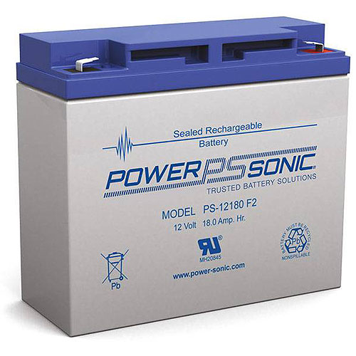 Power Sonic PS-12180F2 12V 18Ah Rechargeable Sealed Lead Acid Battery With F2 Terminal