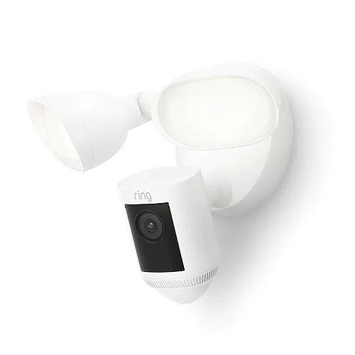 Ring Floodlight Cam Wired Pro - Hardwired Outdoor Smart Security Camera with Two LED Floodlights, White