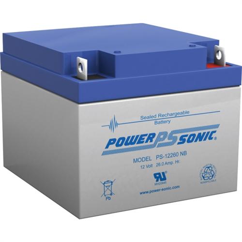 Power Sonic PS-12260F2 12V 26Ah Rechargeable Sealed Lead Acid Battery with F2 Terminal
