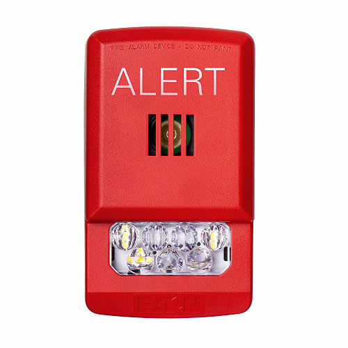 Eaton ELHSR-AL Eluxa horn strobe, LED, Wall, red, Alert, clear lens, 15/30/75/110/135/185 cd, 24V, indoor