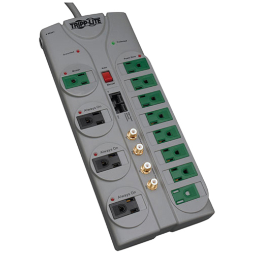 Tripp Lite Eco Surge Protector Green 120V RJ11 RJ45 Coax 12 Outlet 10' Cord