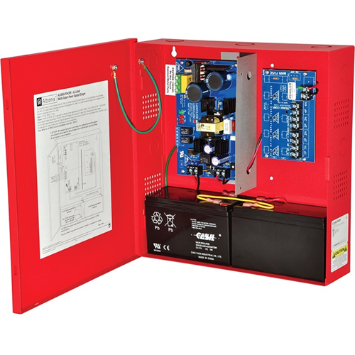 Altronix 4 PTC Outputs Power Supply/Charger. 12/24VDC @ 2.5A Class 2. Red Encl & Xfmr