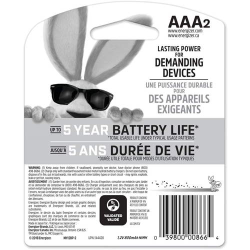 BATTERY AAA RECHARGE 2 PACK