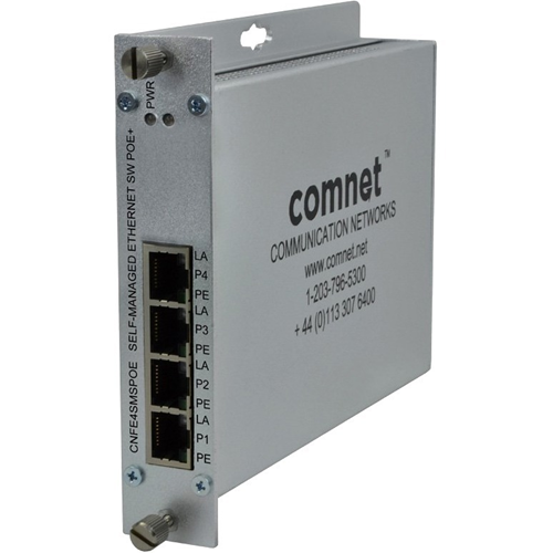 ComNet 4 Port 10/100 Mbps Ethernet Self-managed Switch with PoE+, up to 100m (328 ft)