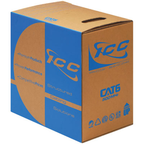 ICC CAT 6, 500 UTP SLD CBL, 23G 4P CMR 1K, GN