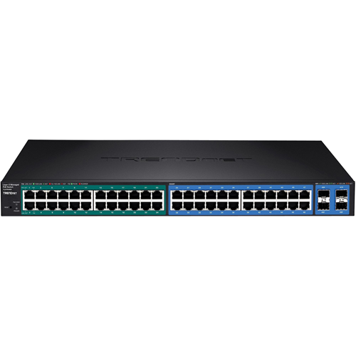 TRENDnet 48-Port Gigabit POE+ Managed Layer 2 Switch with 4 shared SFP slots