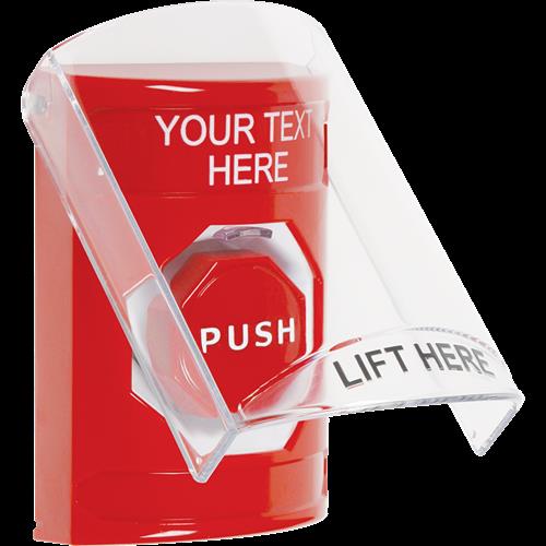 Safety Technology Stopper Station W/Shield, Red, Key-To-Reset Ill.