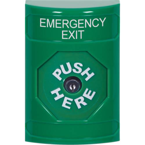 Safety Technology Grn Ktr Push Bttn, NO Cvr, Emergency Exit