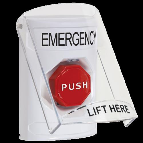 Safety Technology White Illum Momentary Stpr Stw.Shield-Emergenecy