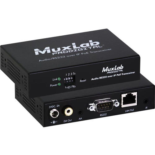 MuxLab 500755 Audio RS232 IR Over IP Extender With Poe