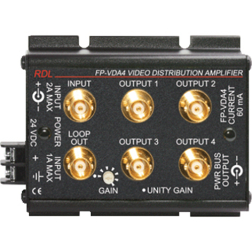 RDL FP-VDA4 NTSC/PAL Video Distribution Amplifier - 1x4 - BNC