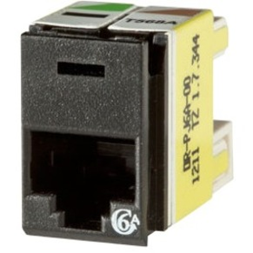 Ortronics Clarity Cat6a Panel Jack,T568A/B, 8 pos, Black 180 degree