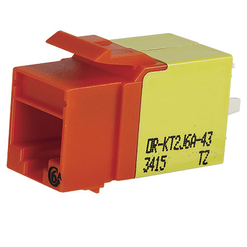 Ortronics Category 6a Keystone Jack, Lacing Cap Termination, Orange