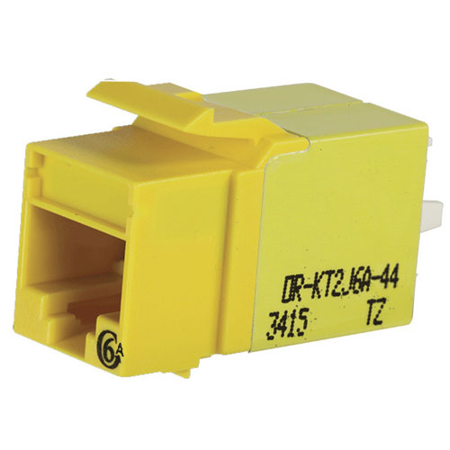 Ortronics KT2J6A-44 Category 6a Keystone Jack, Lacing Cap Termination, Yellow