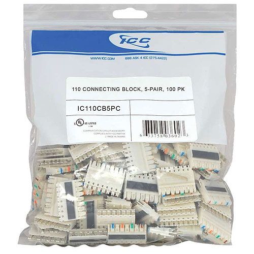 ICC IC110CB5PC 110 Connecting Block 5 Pair, 100-Pack