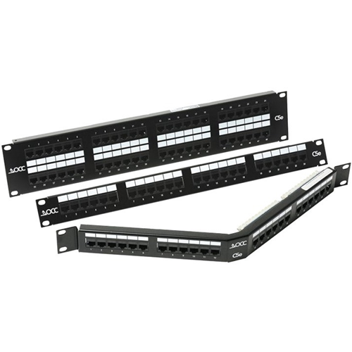 OCC Rack Mount Angled Patch Panel, 568A/B Wired, 24-port, 1U