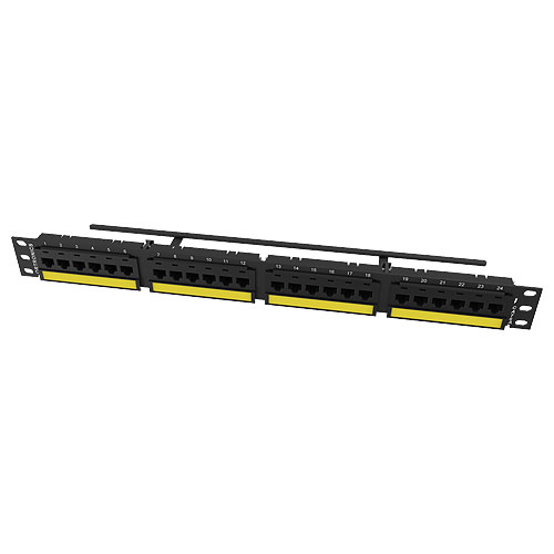 Ortronics SP6AU24 CAT6A  Flat Patch Panel 24 Port 2RU, Black