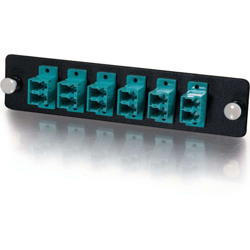 Quiktron 12-Strand, LC Duplex, PB Insert, Multimode, Aqua Adapter Panel (TAA Compliant)