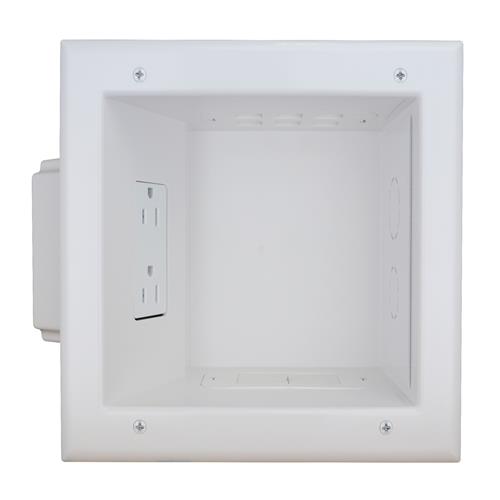 Recessed Media Box With Duplex Receptacle, White