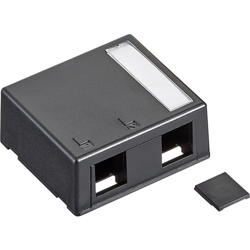 Leviton Surface-Mount QuickPort Box, Plenum-Rated, 2-Port, Black