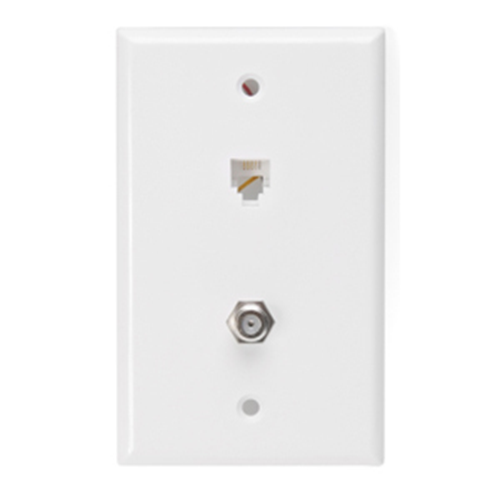 Leviton 40259-00W Coaxial/Phone Faceplate