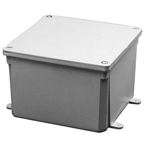 Carlon E987R 6 X 6 X 4 IN PVC Junction Box, Gray Finish