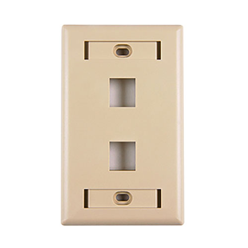 Dual Port Face Plate With ID Window, Ivory