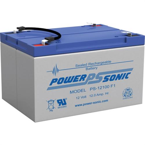 Power Sonic PS-12100F1 12V 12Ah General Purpose VRLA Battery with F1 Terminals