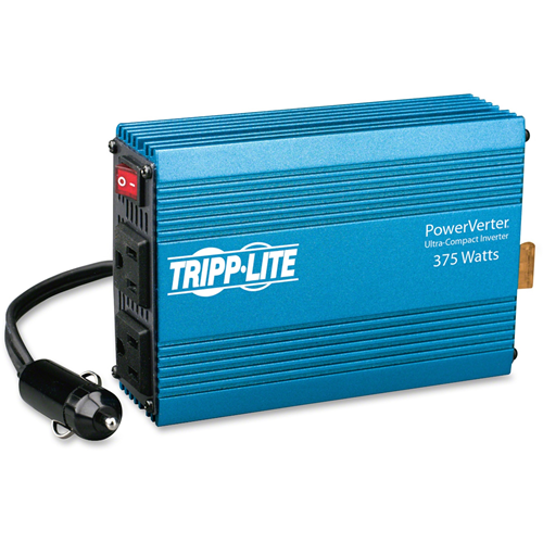 Tripp Lite Compact Car Portable Inverter 375W 12V DC to 120V AC 2 Outlets