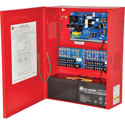 Altronix 16 Fused Outputs Power Supply/Charger. 12/24VDC @ 6A. Red Encl & Xfmr.