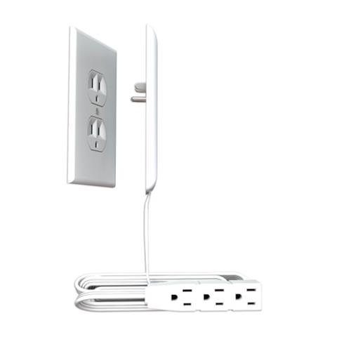 Sleek Socket 9-M-OVSZ-W Ultra-Thin Electrical Oversized Outlet Cover with 3-Outlet Power Strip (8 ft. Cord)