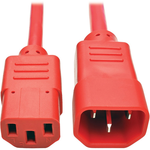 Tripp Lite 6ft Computer Power Extension Cord 10A 18 AWG C14 to C13 Red 6'