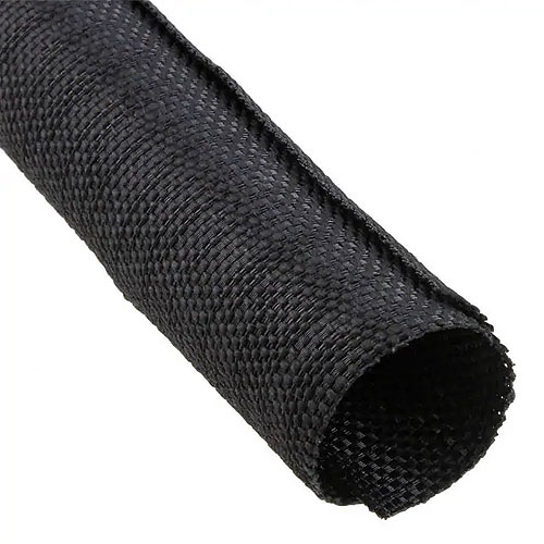 Techflex F6W2.00BK BULK F6 WOVEN WRAP 2in. Split Tubular Harness Wrap, Black, 40ft Bulk