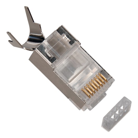 Platinum Tools RJ45 CAT6A 10 Gig Shielded Connector, w/Liner, Solid 3-Prong. 50/Bag