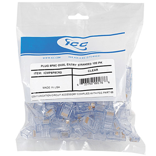 ICC Oval Entry 8P8C Plug, 100 Pcs