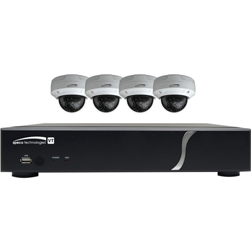 Speco 8 Channel HD-TVI 1080p DVR, 2TB 4 HD-TVI 1080p Outdoor IR Dome Cameras