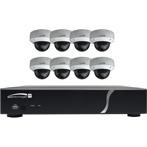 Speco 8 Channel HD-TVI 1080p DVR, 2TB 8 HD-TVI 1080p Outdoor IR Dome Cameras