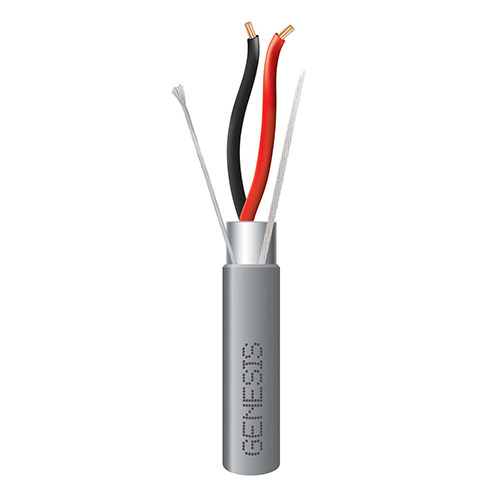 Genesis 22021109  22 AWG 2C Str Shielded Riser, Gray, 1000 ft. Pull Box