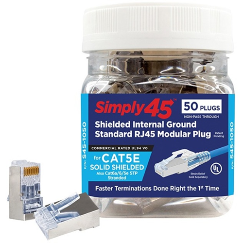 SIMPLY45 S45-1050 - Cat5e Shielded Internal Ground - Standard WE/SS RJ45