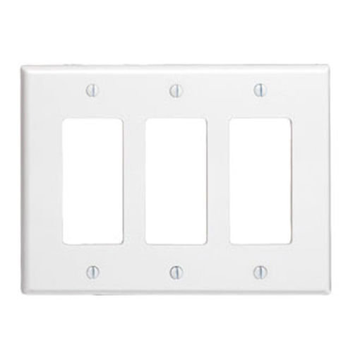 Leviton 80611-00W 3 Gang Decora Style Faceplate