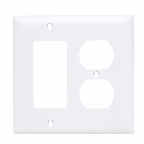 Pass & Seymour TP826W Combination Openings, 1 Duplex Receptacle & 1 Decorator, Two Gang, White