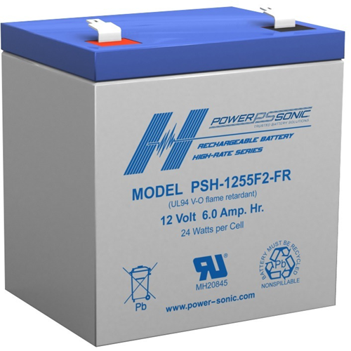 Power Sonic PSH-1255F2-FR - 12V 6Ah Flame Retardant Sealed Lead Acid Battery