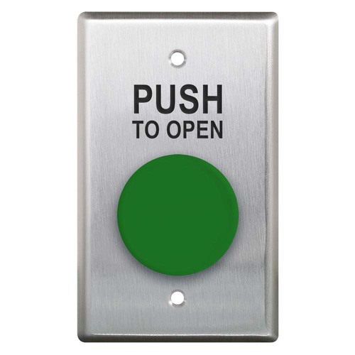 Mushroom Push Button, Single Gang, Ss, N/O, Green