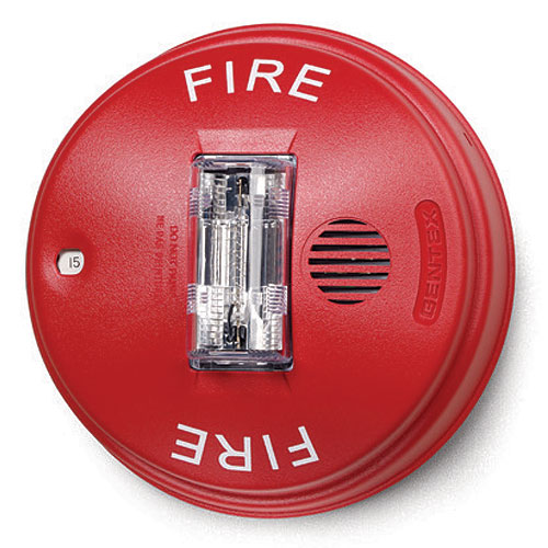 Gentex GCC24PCR Fire Evacuation Strobe & Horn, 24VDC Ceiling Mount Selectable Candela, Red