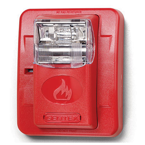 Gentex GES324PWR GES 24 VDC Selectable Candela, Low Profile Evacuation Strobe, Plain (No Lettering), Red