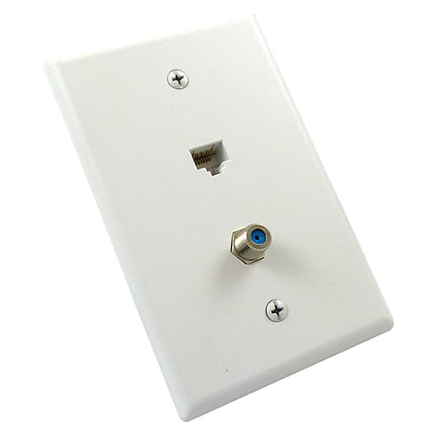 O/S Wall Plate W/ Int CAT6 & Coax, Textured